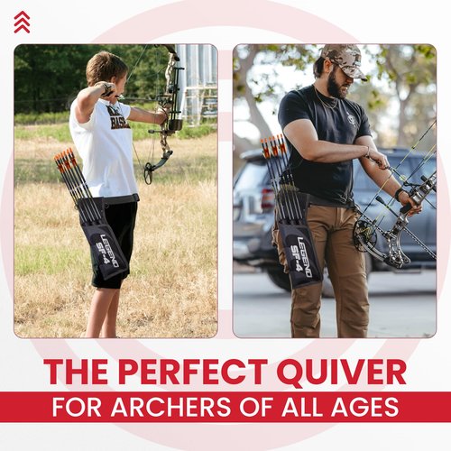 LEGEND SF4 Field Quiver for Arrows - Beginner-Friendly Arrow Quiver with 3 Arrow Tubes, Durable Archery Quiver with Adjustable Belt Strap, High End Waist Quiver, Arrow Holder for Field Archery - Black