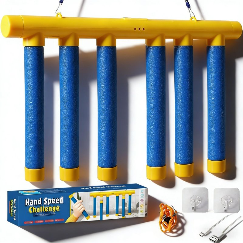 Reflex Challenge Game, Drop The Stick Game, Catch All Drop Sticks Game, Hand Challenge Games, Hand Eye Coordination Reaction Training Toy, Adjustable Speed Catching Games (Blue)