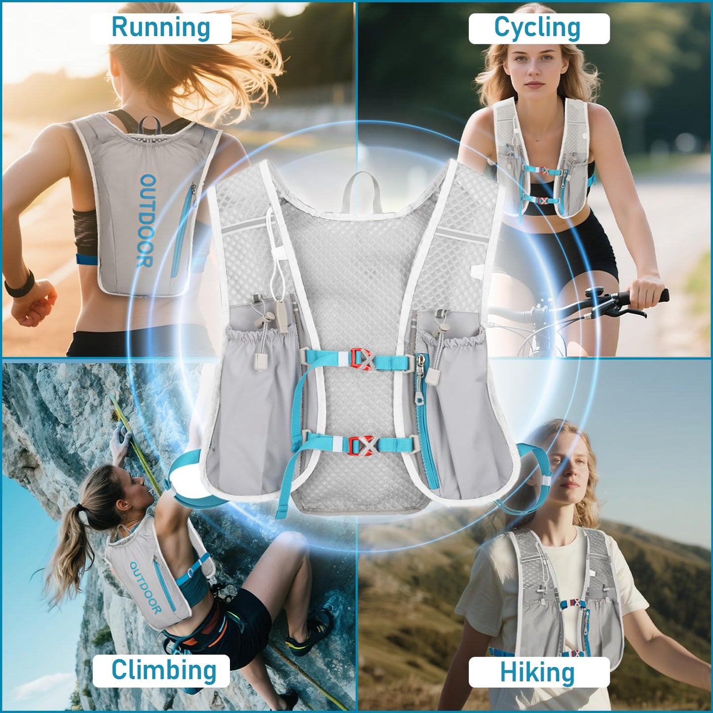 Hydration Vest Backpack for Women, Adjustable Running Hydration Vest for Jogging Running Trail Cycling