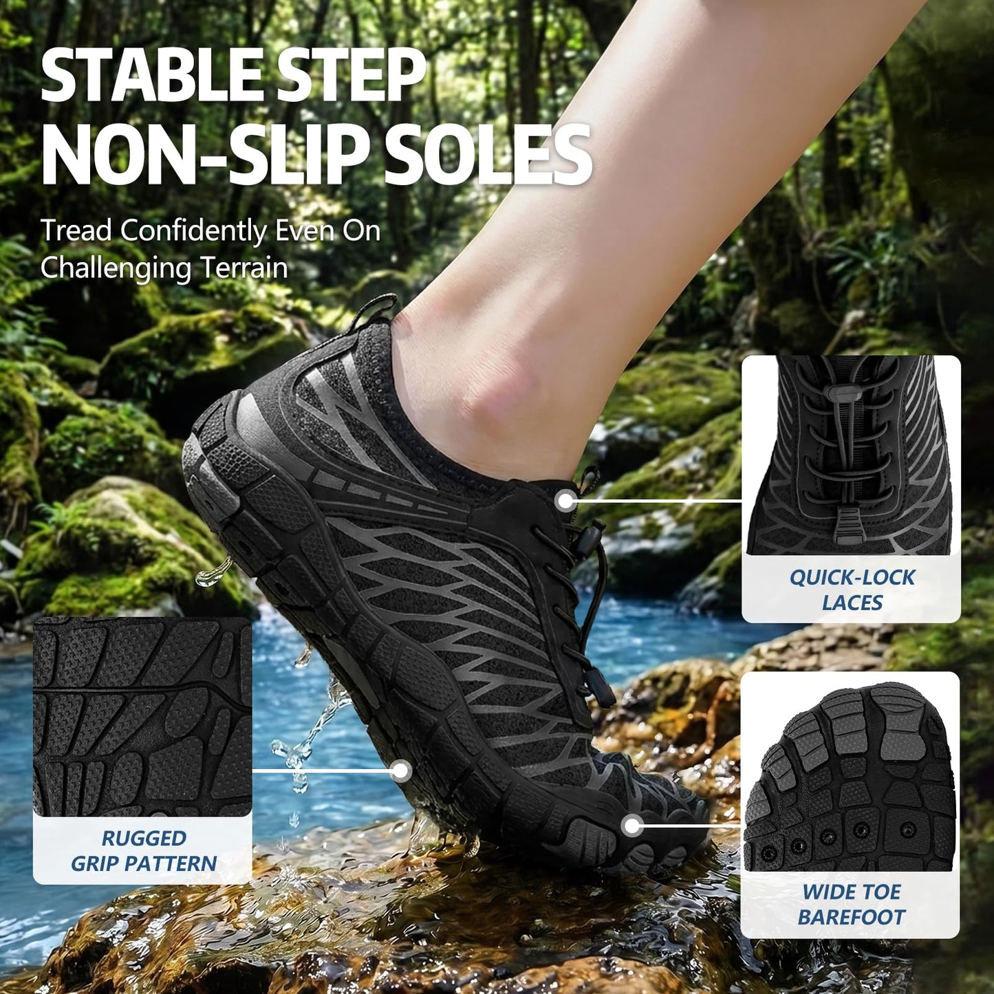 ELETON Barefoot Shoes Women Men Hiking Water Shoes Wide Toe Box Zero Drop