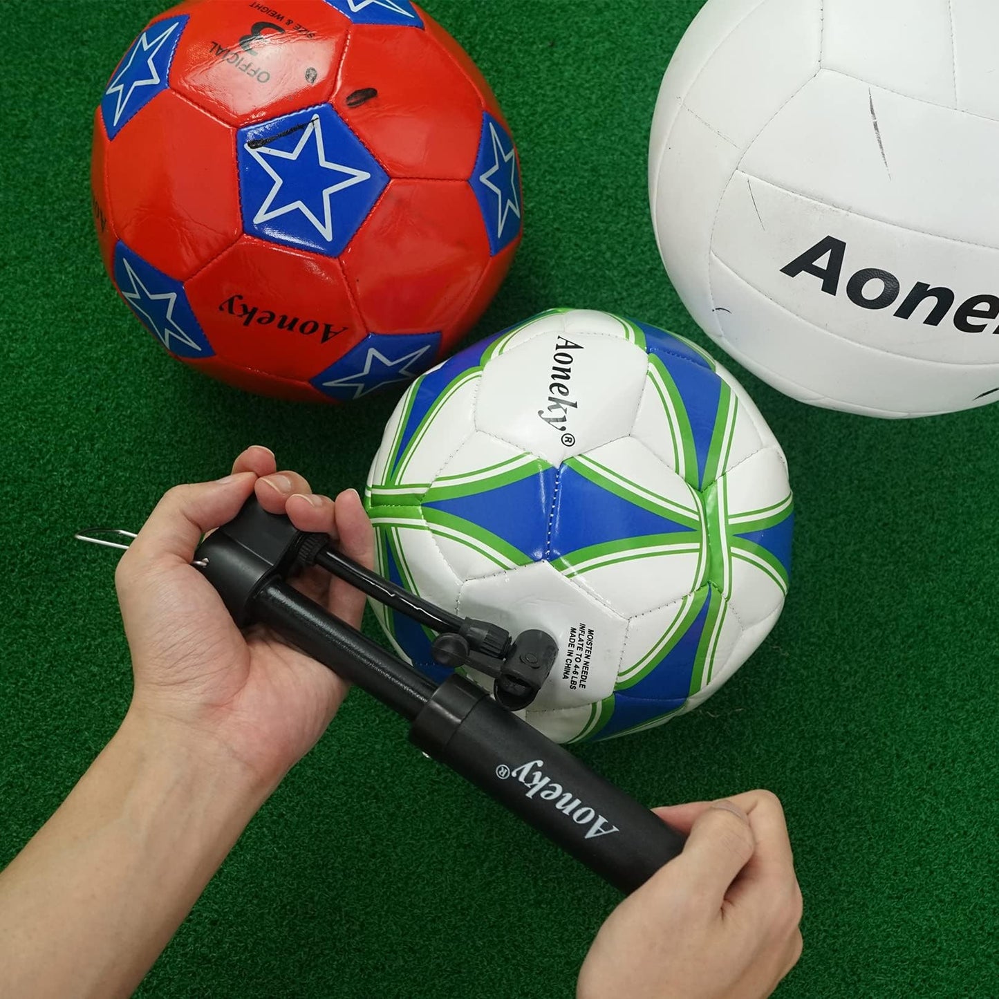 Aoneky Mini Hand Pump for Sports Balls, 5.75 Inch Portable Air Pump with Ball-Safe Needle, 11 PSI Manual Pump for Basketball Soccer Volleyball