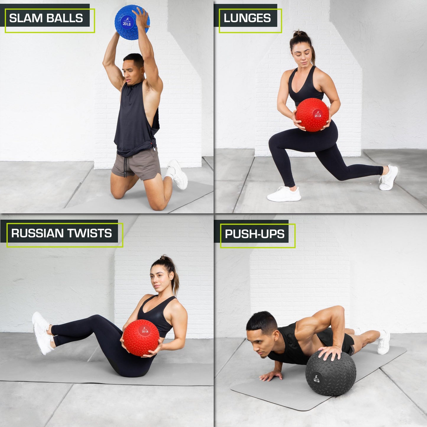 ProsourceFit Slam Medicine Ball, Tread Textured Grip Dead Weight Balls for Strength and Conditioning Exercises, Cardio and Core Workouts, 50lb, Red