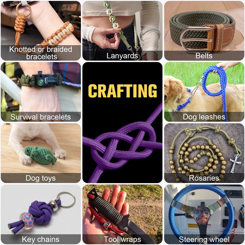 Paracord Rope 550 lb - 100ft 5/32" Parachute Cord 4MM 7-Strand para Cord - Heavy Duty Spool String for Survival,Camping Gear, Survival Bracelet, Clothesline - Purple