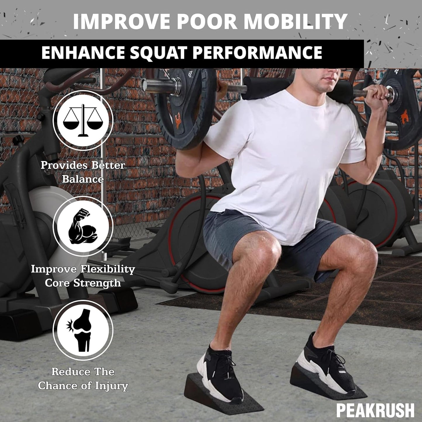 2 Pcs Versatile Squat Wedge Block for Heel Elevated Squat, Heavy-Duty Calf Stretcher Slant Board to Enhance Mobility, Balance & Strength Performance