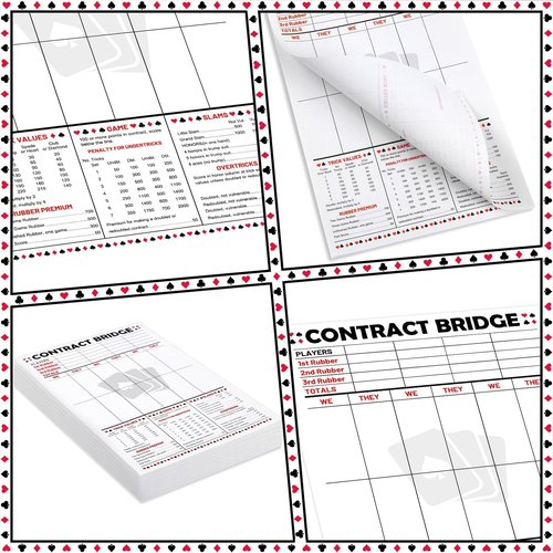 party greeting 150 Sheets Contract Bridge Score Pad and Tallies Contract Bridge Score Notepad Canasta Score Pads Print with Trick Rubber Bridge Party Bridge Playing Cards Large Print Game Scoring Card