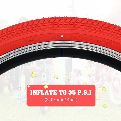 BALINGE 20 x 2.125 Bike tire with Tube 2 Pack 20 Bike tire Kids Bike Folding Replacement Tires Fits Most Kids Bikes,BMX Tires 20 inch,Red/2 Tires 2 Tubes 2 Levers, 20 Inch