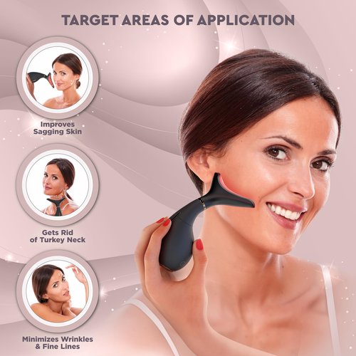 GLO24K Red Light Beauty Device for Face and Neck - Based on Triple Action LED, Thermal, and Vibration Technologies