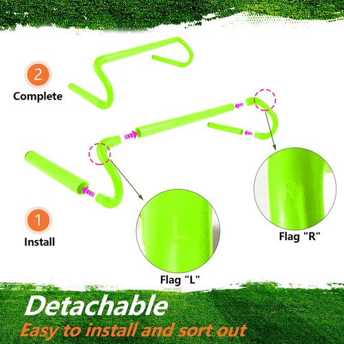 QIJISTORM 10 Pcs 6" Speed Agility Training Hurdles with 6 Marker Cone Durable Detachable Training Equipment Plyometric All Speed Hurdle for Athletes Soccer Basketball Football Practice Green