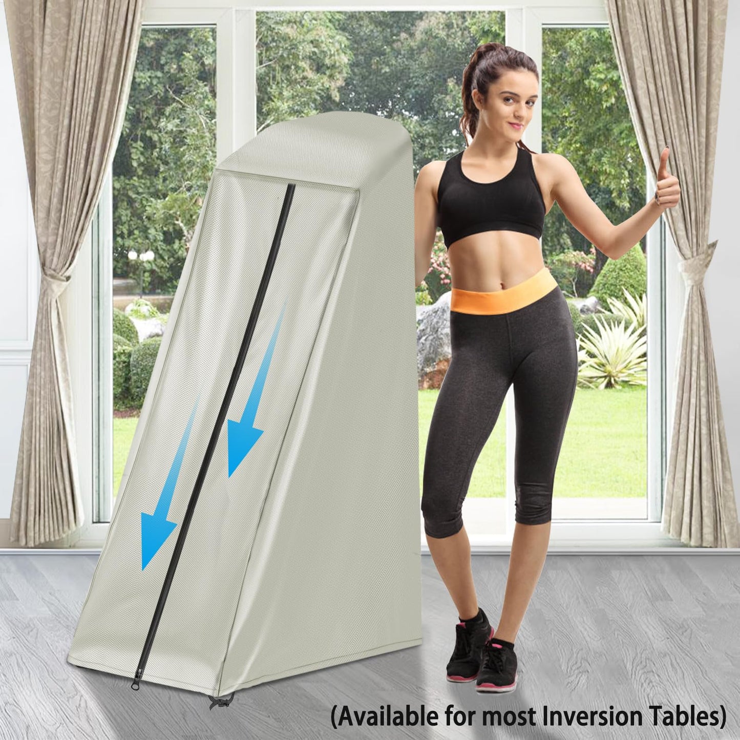 Iceberg Elf Inversion Table Cover - Dustproof and Waterproof Inversion Equipment Protection Covers (47" L X 28.3" W X 63" H, Beige) - Keep Your Inversion Table Safe from Dirt and Scratches