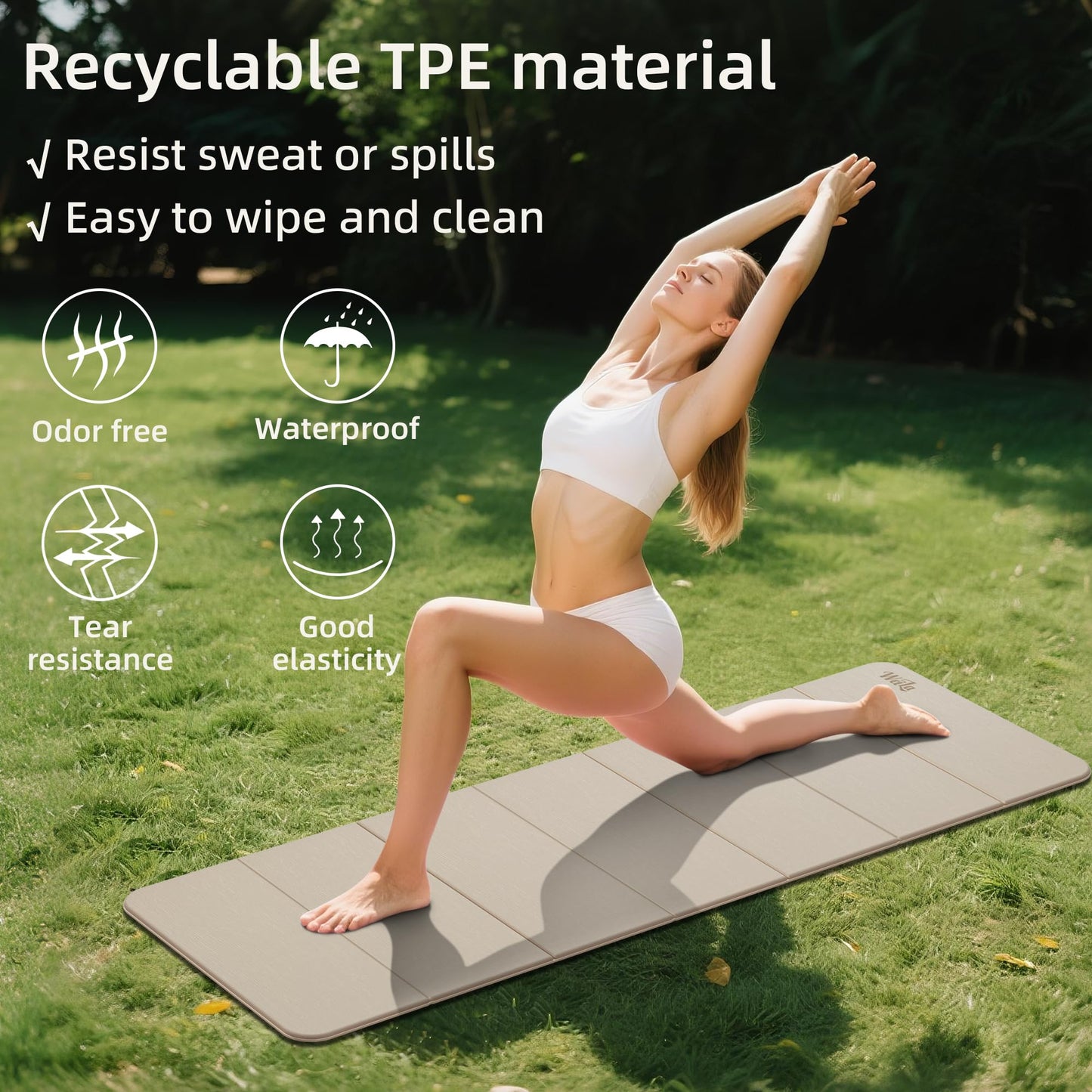 1/2 Inch Extra Thick Yoga Mat Pilates Equipment, 69"x24" Odorless Workout Mats for Home Gym, Non-slip Exercise Mats for Women Men Home Workout, Foldable Yoga Mats for Travel Camping Sleeping(Cinnamon)