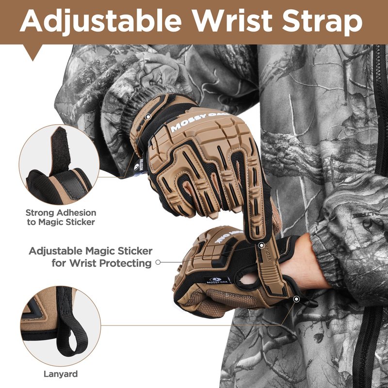 Mossy Oak Men's Touchscreen Motorcycle Gloves - Tactical, Airsoft, Cycling, Hiking, Hunting Gloves with Rubber Guard
