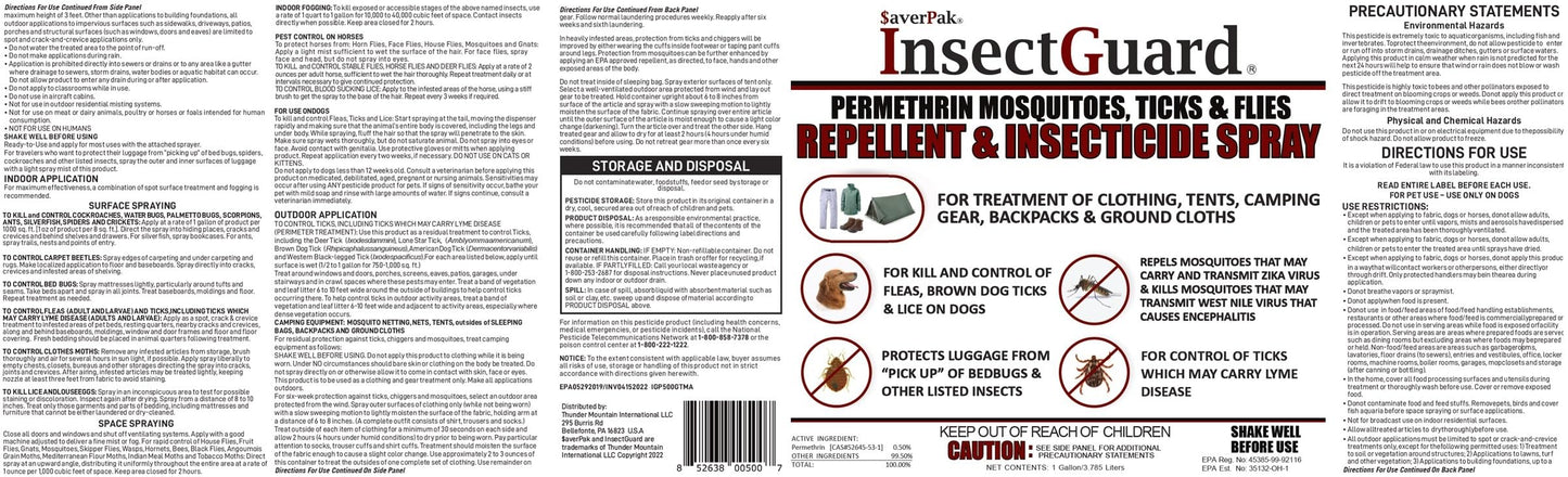 InsectGuard Permethrin Mosquitoes, Ticks and Flies Repellent & Insecticide Spray Gallon (128.00oz) 2 Pack