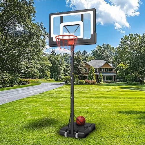 GORISE Portable Basketball Hoop for Home Outdoor Use, Adjustable Height, Shatterproof Backboard, for Daily Practice in Backyard or Garage Indoor Outdoor Backyard Pool