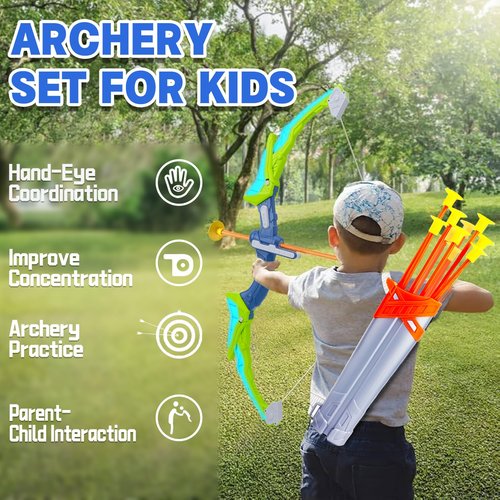 2 Pack Bow and Arrow Set for Kid, LED Light Up Archery Toy with 20 Suction Cup Arrows & 2 Quiver, 2 Score Target, Indoor Outdoor Activity for 6 7 8 9 10 11 12 Year Old Boy Girl Gifts