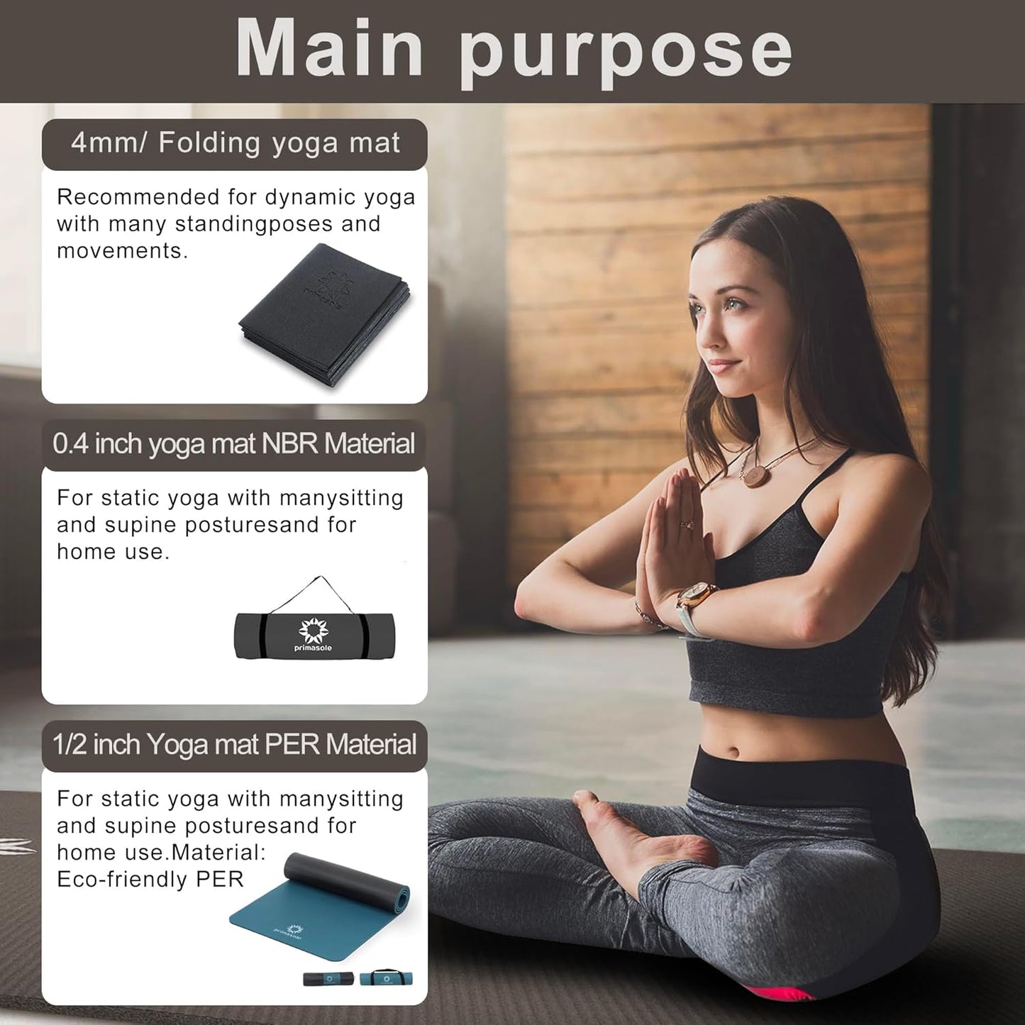 1/2-Inch Extra Thick NBR Yoga Mat with Enhanced Stability - Textured Design, Lightweight Mat with Carrying Strap & Case for Yoga, Pilates, Gym & Home Use (Multiple Colors)