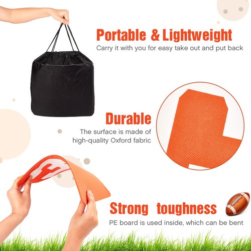 Jecery Set of 11 Football Yard Markers High Visibility Football Field Yard Line Markers Yardage Field Line Marking 12 Inch with Carrying Bag for Sporting Training(Orange White)