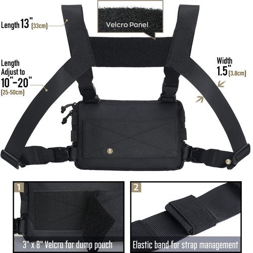WYNEX Tactical Chest Rig Pack for Men, Running Chest Bag with Front Loop Airsoft Recon Chest Rigs for Hunting Outdoor EDC Combat Patch Included
