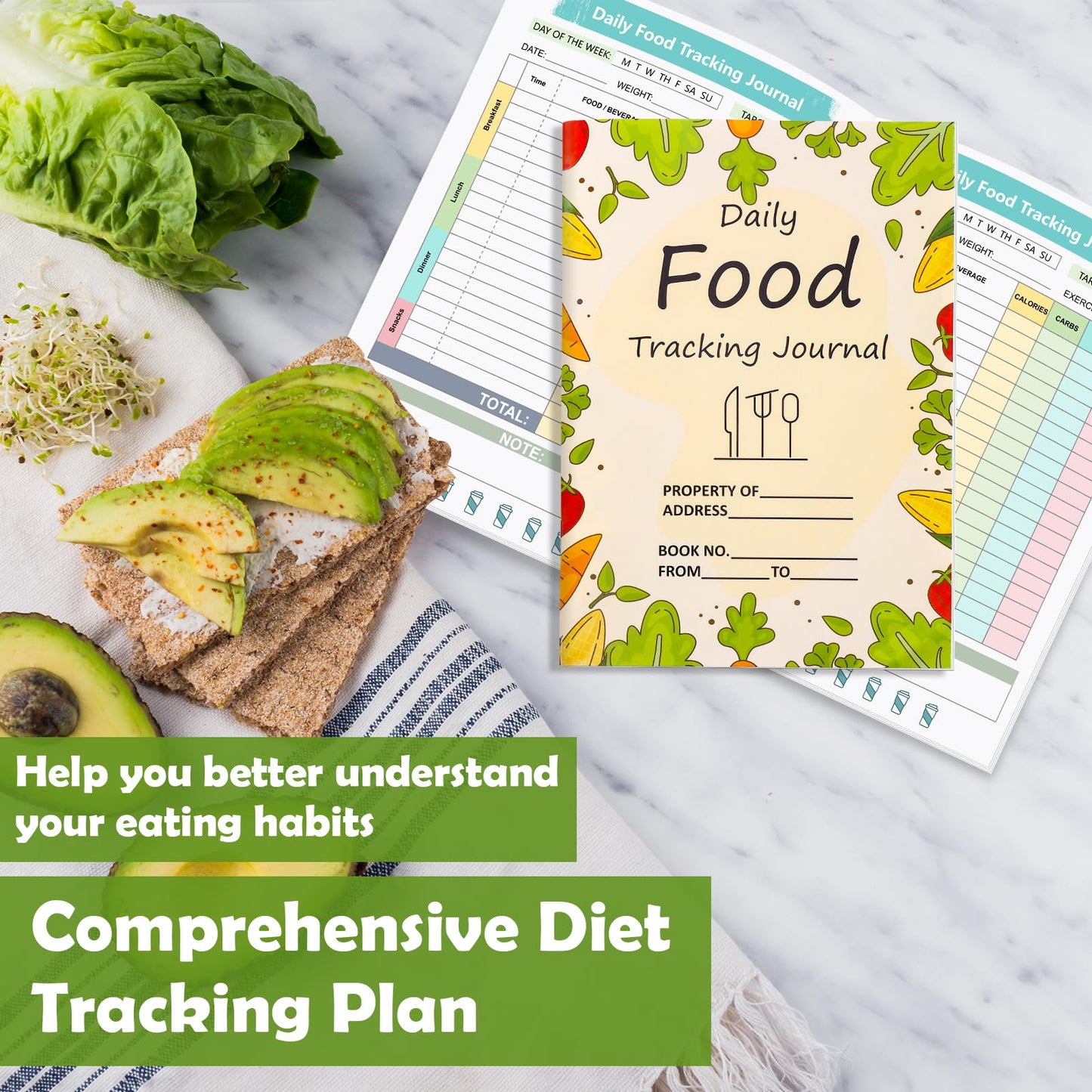 1 Pcs Food Journal Diary 5.8×8.3 inch Food Tracker Journal Daily Calorie Counter Book with Breakfast Lunch Dinner Calorie and Snack Sections for Nutrition Tracker Book