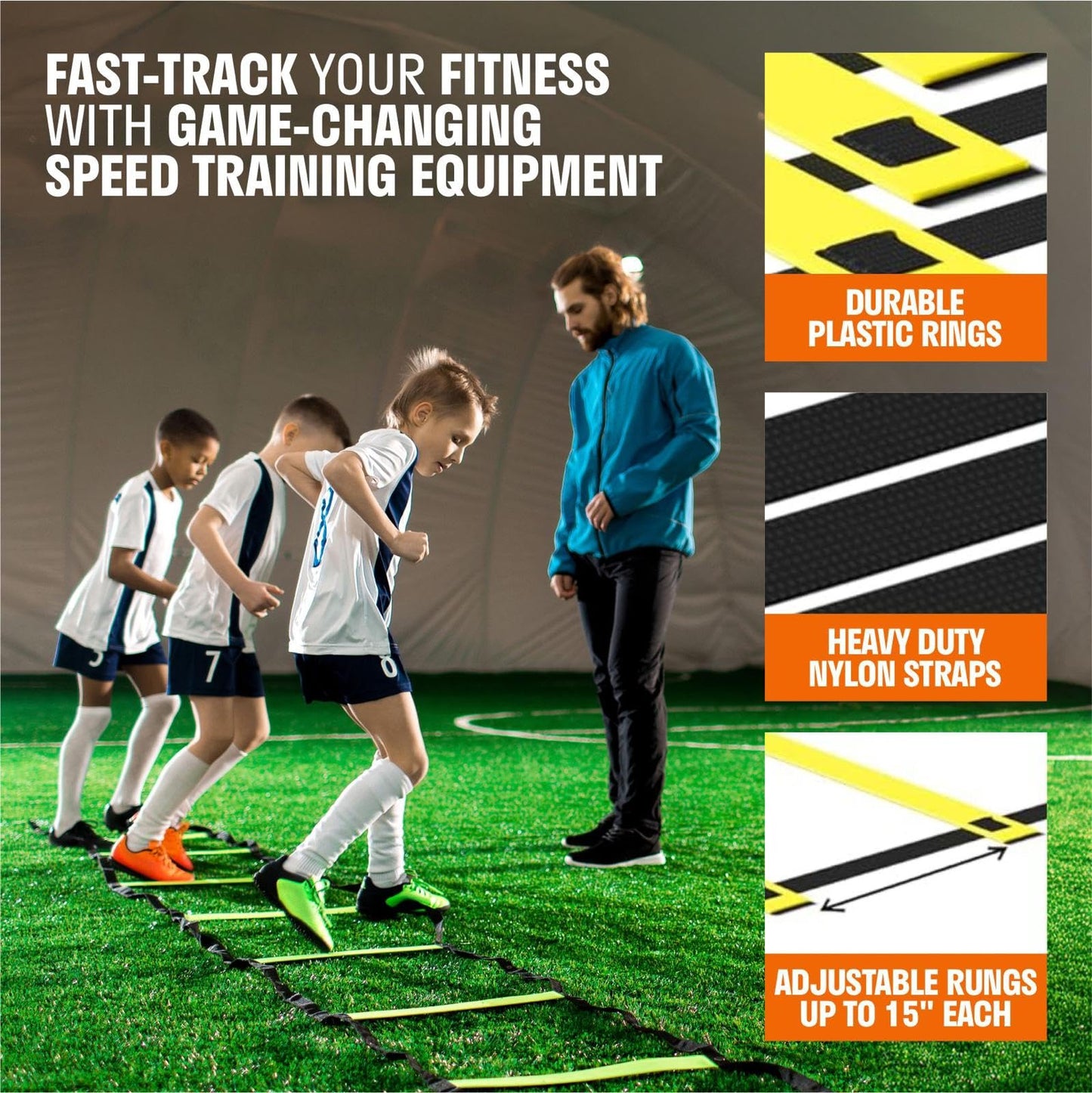 1PERFORMANCE Agility Training Equipment – Agility Speed Ladder & Agility Hurdles | Soccer Football Training Equipment for Youth – Improve Speed, Agility & Coordination