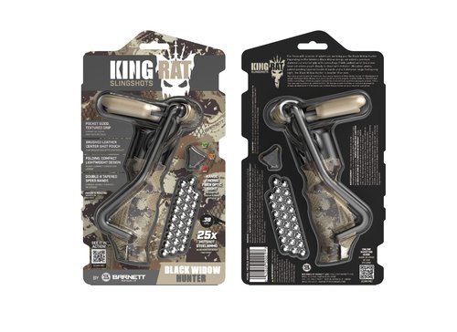 Barnett King Rat Slingshots, Black Widow Hunter Slingshot, Includes Double-X Tapered Speed Bands, Hotshot .38 Caliber Ammo, & Brushed Leather Pouch