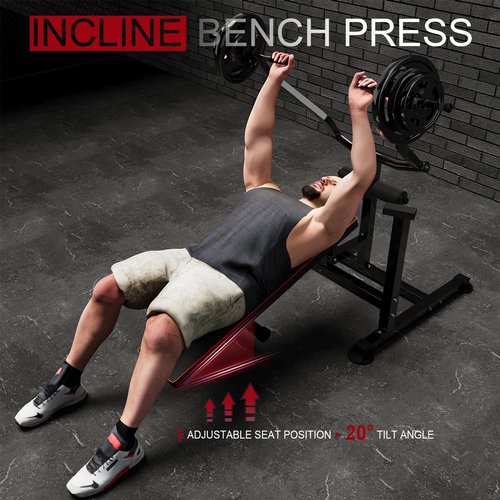 Oneofics Chest Bench Press Machine, Home Gym Workout Bench Equipment with Independent Converging Arms, Adjustable Flat Incline Bench for Chest, AB Workouts, Shoulder