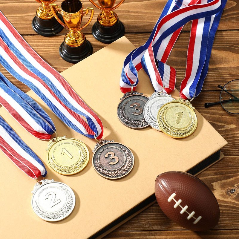 MTLEE 30 Pieces Gold Silver Bronze Award Medals Competition Style Winner Award Medals Metal Medals Prizes with Neck Ribbon for Competitions Party Homework School Bar Costume Parties