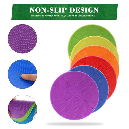 ZIECE Poly Spots Spot Markers for Gym Floor 9inch 18 Pcs Flat Cones Non-Slip Rubber Floor Dots Circles for Kids Sports Soccer Basketball Agility Training Dance Classroom