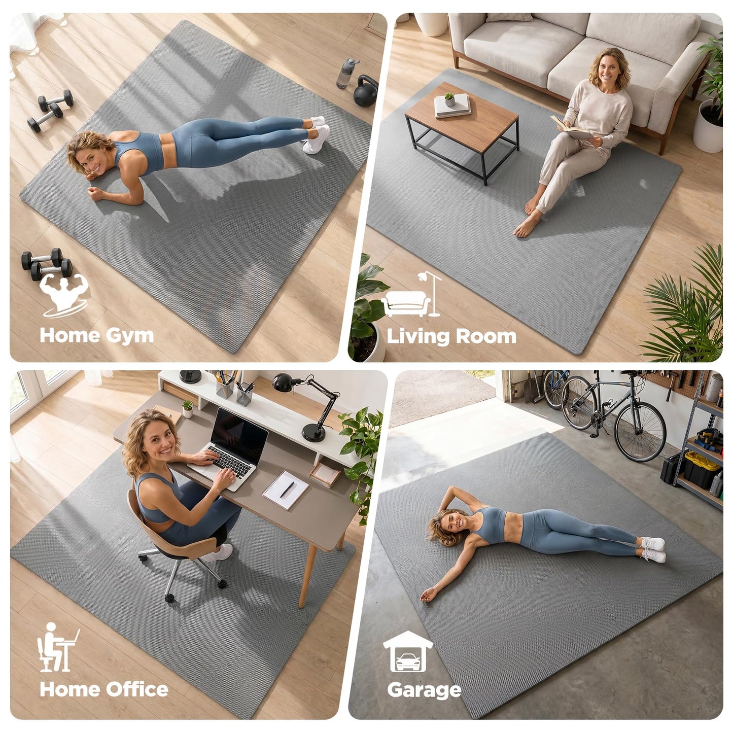 AIRHOP 18 PCS Gym Floor Mat, EVA Foam Puzzle Gym Mat, High-Density Interlocking Foam Floor Tiles for Home Gym, Play Workout Garage Kitchen Flooring 12.6"x12.6"x0.4"
