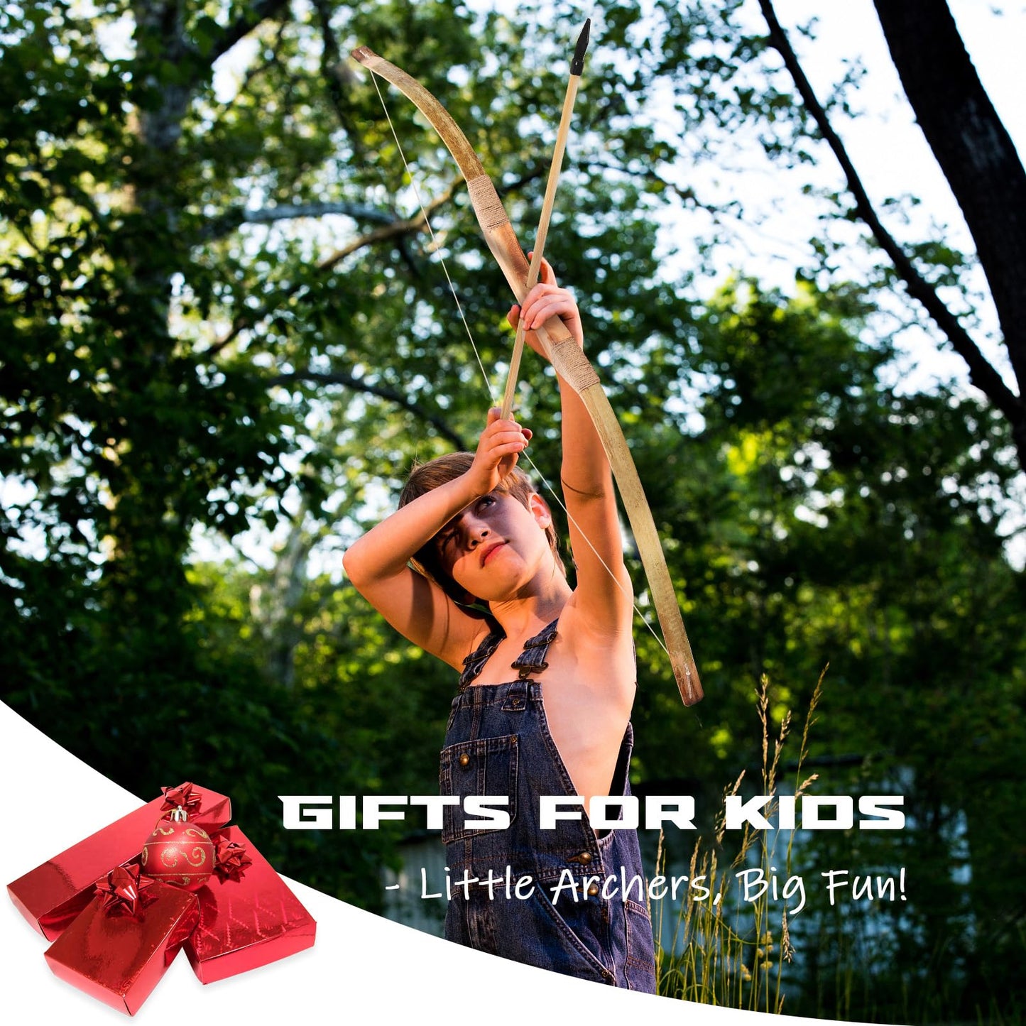 Kids Bow and Arrow Set, 32 Inch Archery Set Handmade Wooden Toy Bow and Arrow for Kids 6-8 8-12, 1 Bows 1 Quivers 10 Arrows 3 Targets & Storage Bag, Gifts for Youth Boys and Girls