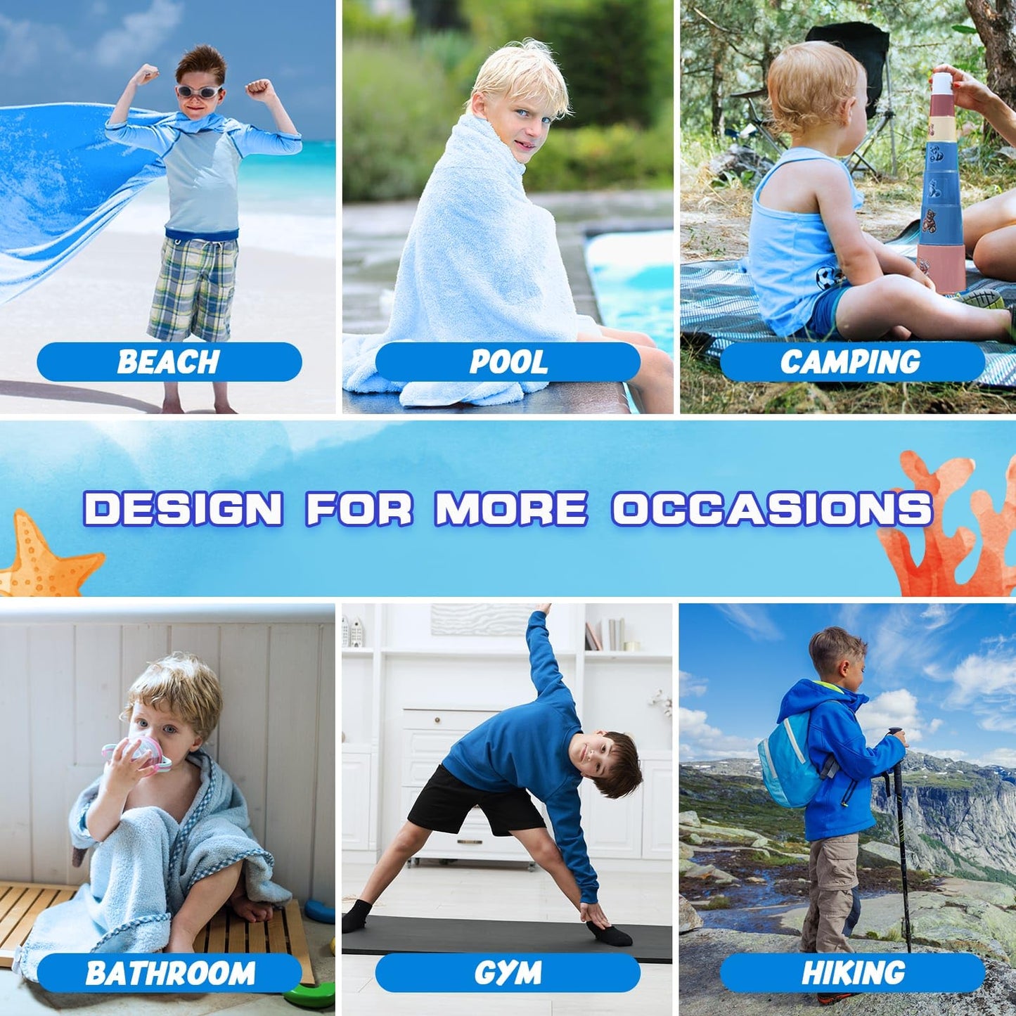 WERNNSAI Kids Beach Towel for Boys, Shark Quick Dry Swim Towel