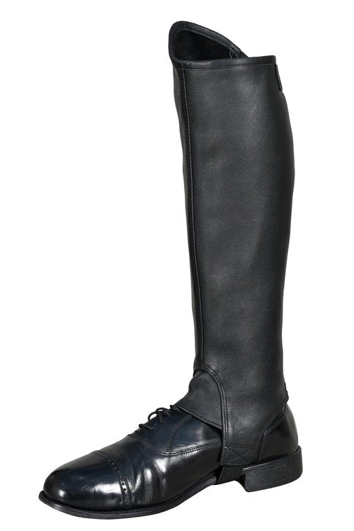 euro fizz Half Chap Gaiter Extra Grip Non Slip Full Grain Cow Takey Leather.Accurate Size Chart in Images.Accurate Size Chart in Images. (Black, Large)