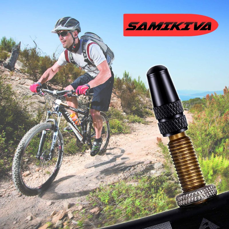 SAMIKIVA (10 Pack) Bike Presta Valve Stem Caps, Chrome Anodized Aluminum, Use On Presta French Valves, Dust caps for MTB Road Racing Bicycle, Rocket Style (Black (10 Pack))