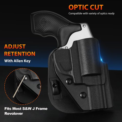 Cavebear OWB Paddle Holster - Fits 442 642 637 etc.Most Types of S&W J Frame Revolver,Adj.Cant & Retention,Fast Draw,Outside Waistband Carry- Right Hand