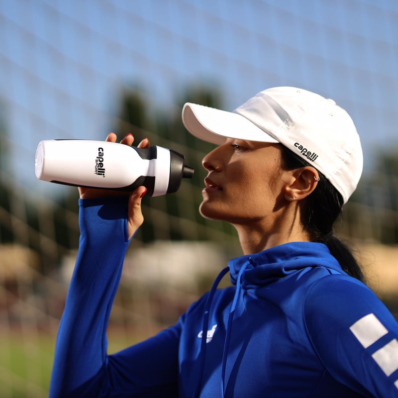 Capelli Sport Sports Water Bottle, Plastic Squeeze Water Bottle with Easy Open Nozzle and Grip Panels, White