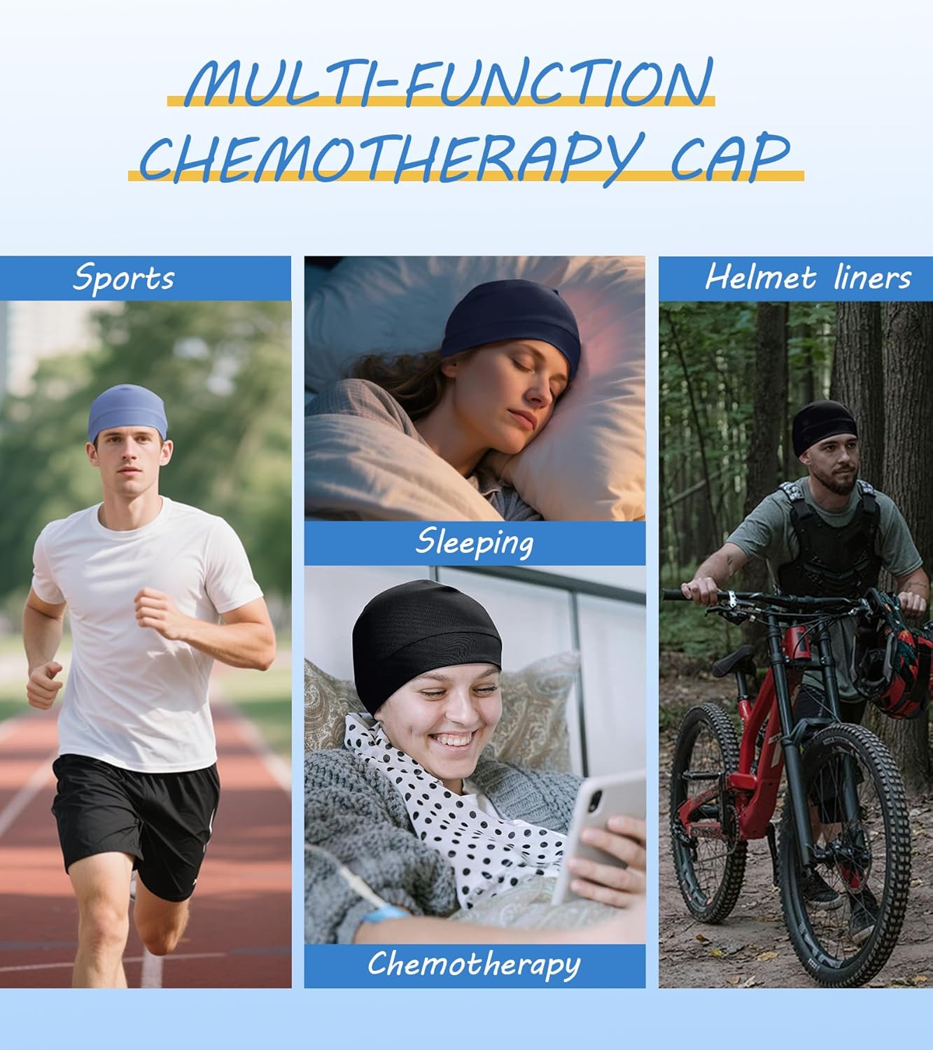3 Pieces Cotton Skull Caps for Men Women Chemo Headwear Lightweight Beanie Sleeping Cap Helmet Liner