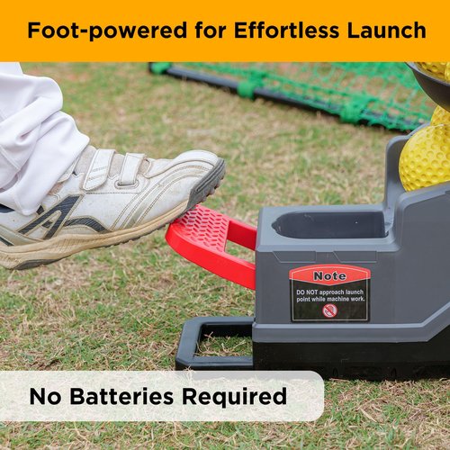 Furlihong 691BH Baseball Softball Toss Machine, Foot-Operated, No Power Needed, 4 Adjustable Gears, Includes 2 Ball Chutes, 1 PU Baseball & 1 PU Softball