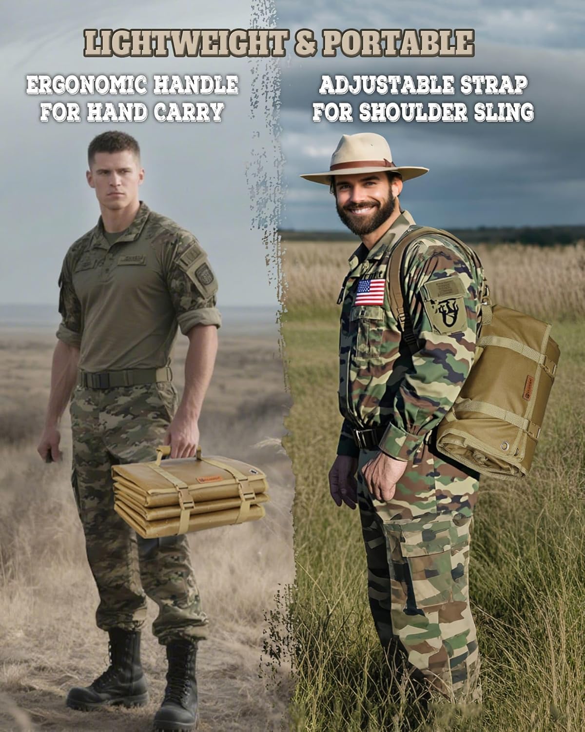 IC ICLOVER Shooting Mats Prone Padded, Tactical Shooting Mat with Widen Elbow Wings, Pockets, Molle Webbings, Bipod Holder, Roll Up Portable Waterproof Hunting Mats for Rifle Long Range Shooting