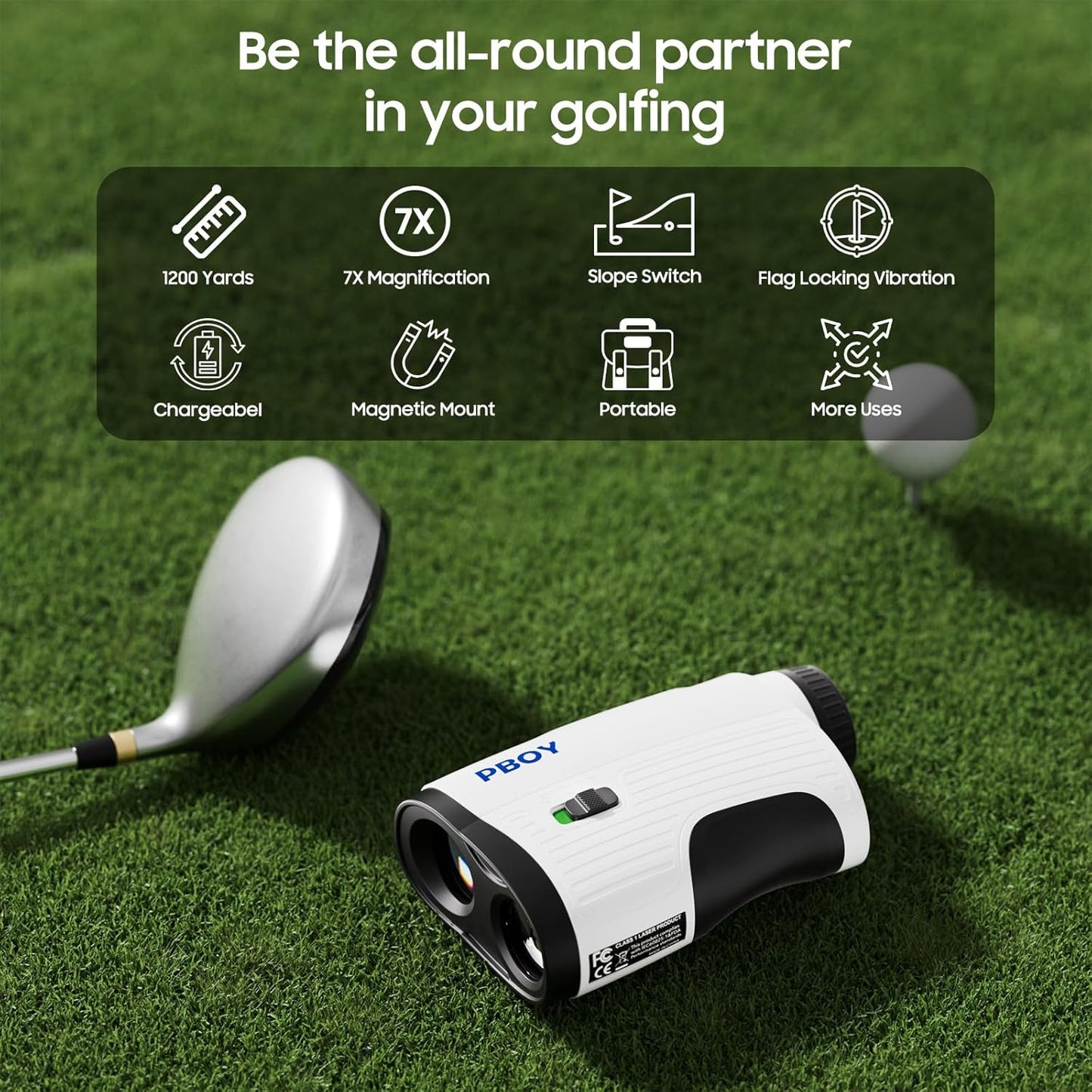 1200 Yards Laser Range Finder Golf, Golf Rangefinder with Slope and Magnet Strip,7X Magnification,Flag Pole Locking Vibration,1000mAh Rechargeable Battery,IP54 Waterproof,Magnetic Belt Clip Attached