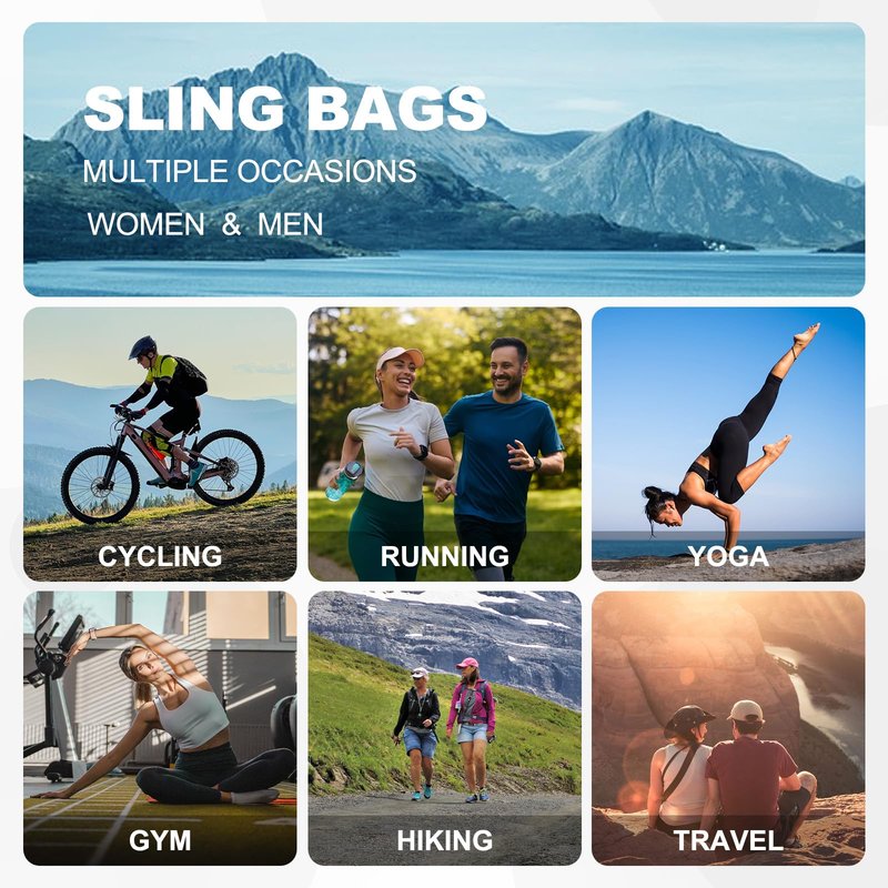SUIKIHUM Convertible Sling Bags for Women Men, Lightweight Crossbody Backpack Daypack Fit for 7.9" Tablet for Casual Travel Sport Hiking (Pink)