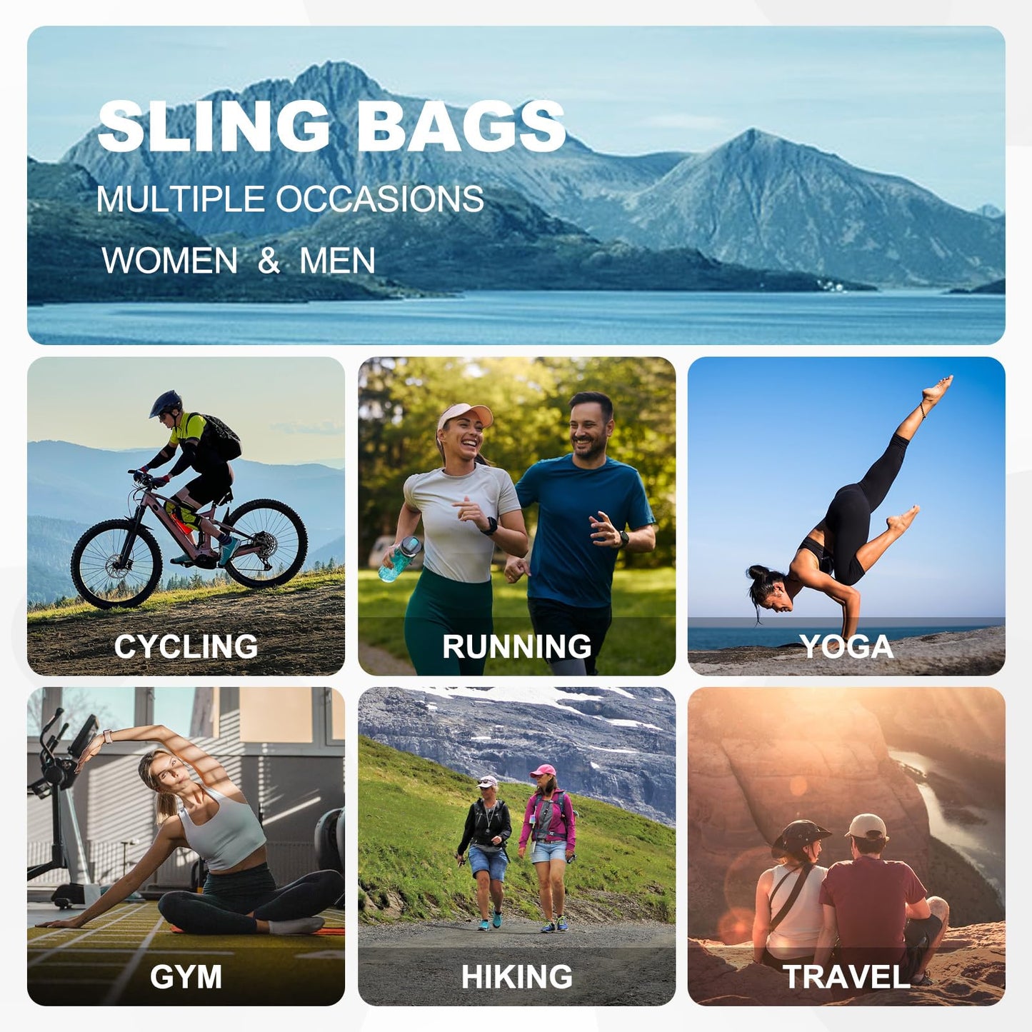 SUIKIHUM Convertible Sling Bags for Women Men, Lightweight Crossbody Backpack Daypack Fit for 11" Tablet for Casual Travel Sport Hiking (Yellow)