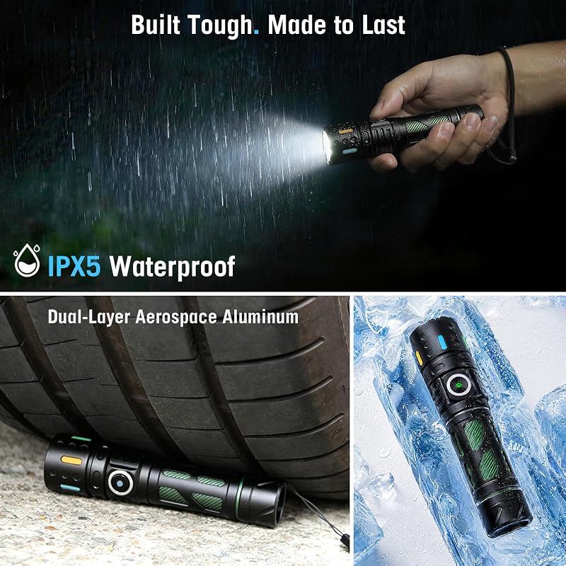Rechargeable Small Flashlight with Built-In Fidget Spinner – 2000 Lumen, USB-C