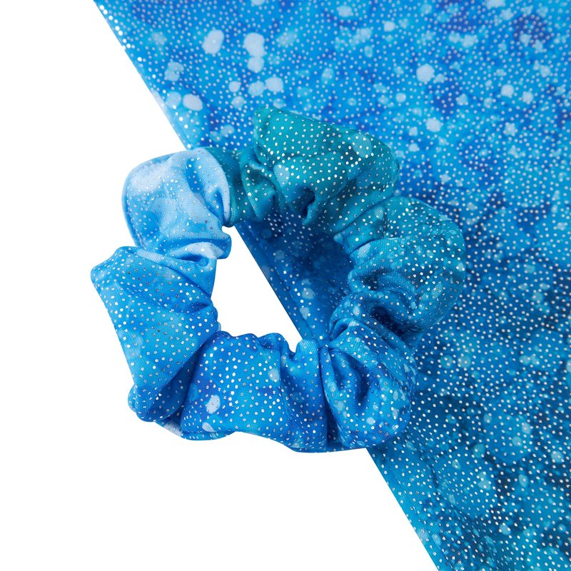 Vogseek Gymnastic Leotards for Girls 6 Years Blue Spakle Dots Tumbling Outfits with Matching Scrunchie 2 Piece Quick Dry Sleeveless Classic Dance Unitards Size 7