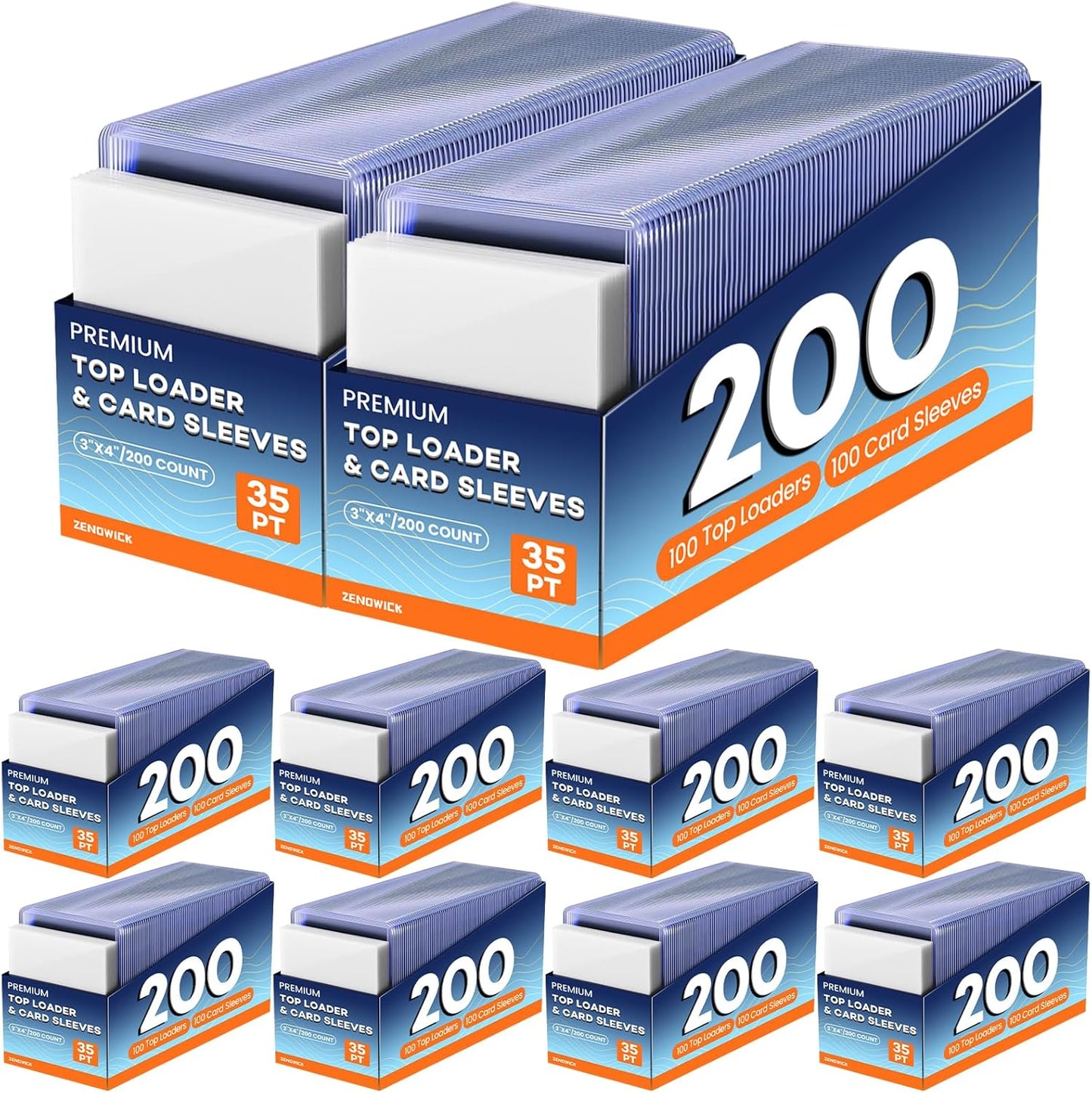 200 Card Sleeves Top Loaders for Cards, 3" x 4" Hard Plastic Toploaders, Baseball Card Protectors, Trading Card Holder for Football Sports Cards (100 Toploaders + 100 Penny Sleeves)