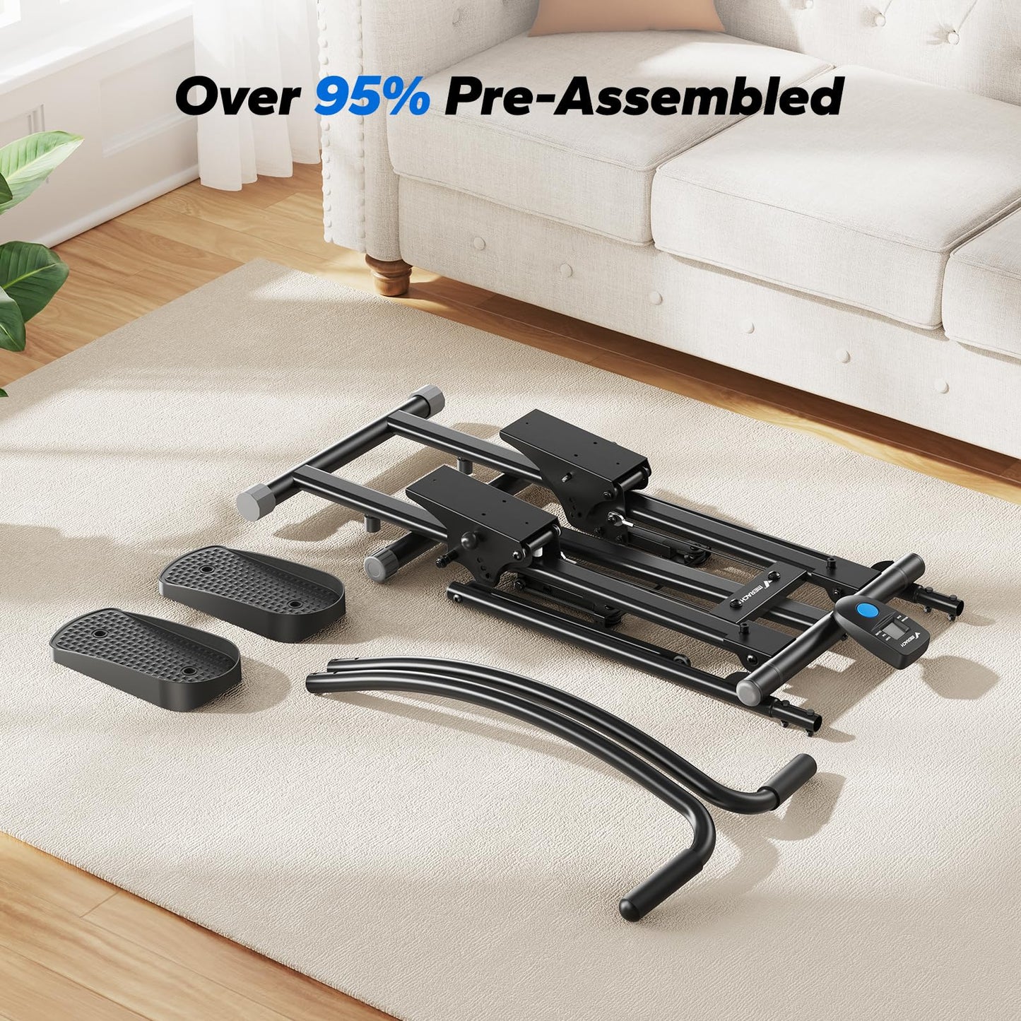 MERACH Stair Stepper, Hands & Feet Synchronized Stair Climber, Stairmaster for Full-Body Workout at Home, Compact Vertical Climber with Extended & Adjustable Pedals, Deep & Black