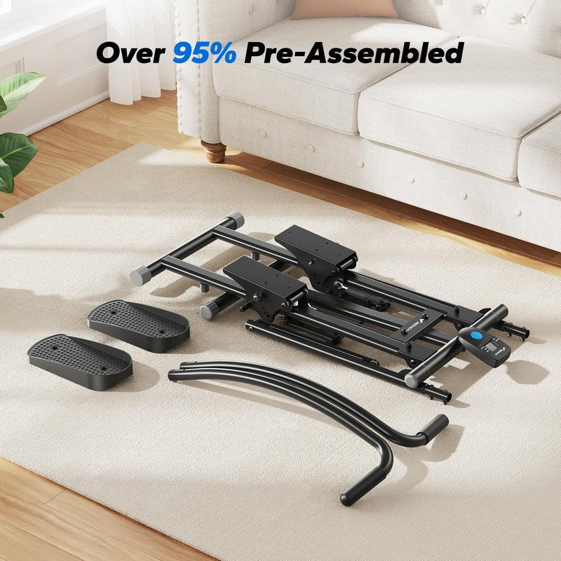 MERACH Stair Stepper, Hands & Feet Synchronized Stair Climber, Stairmaster for Full-Body Workout at Home, Compact Vertical Climber with Extended & Adjustable Pedals, Deep & Black