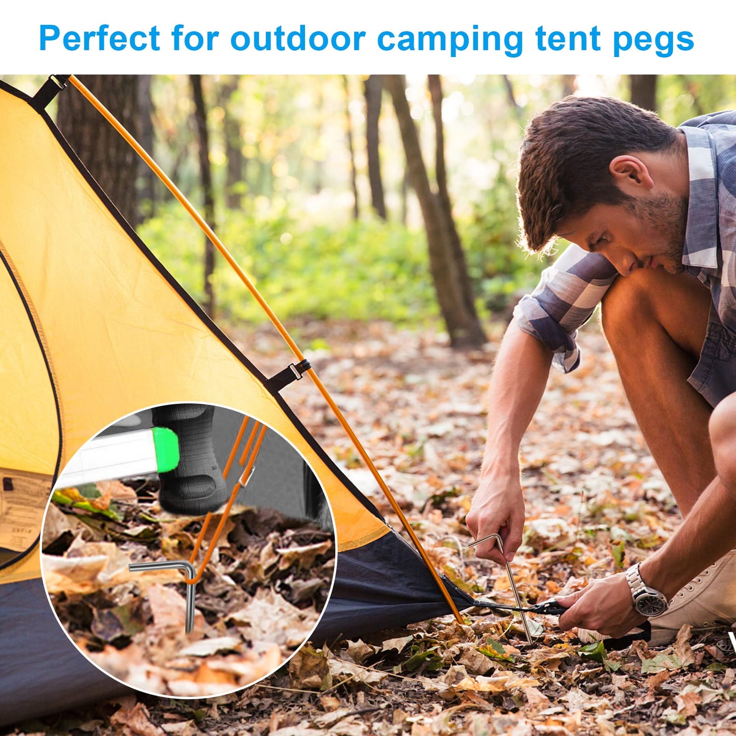 17 Pack Heavy Duty Metal Tent Stakes for Outdoor Decorations, Gardening & Canopies, Christmas Decorations