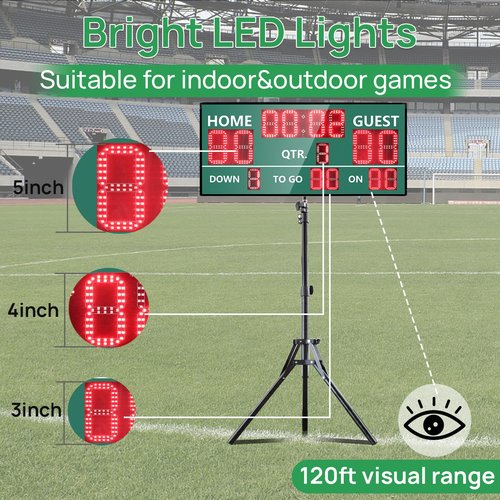 YZ LED Wireless Football Scoreboard, Electronic Scoreboard with Remote, Digital Scoreboard Football Score Keeper for Outdoor/Football Training/American Football Games/Rugby Ball