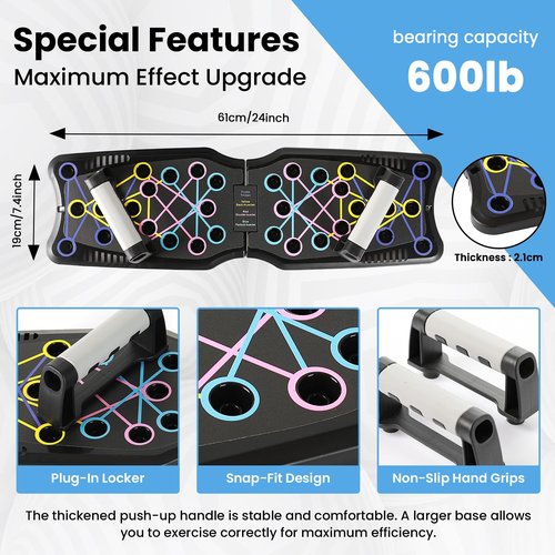 Push Up Board with Adjustable Jump Rope | Push Up Board for Men & Women | Multi-functional Push Up Bar System | Perfect Pushup Board for Exercise | Home Workout Equipment (9 in 1 Classic)