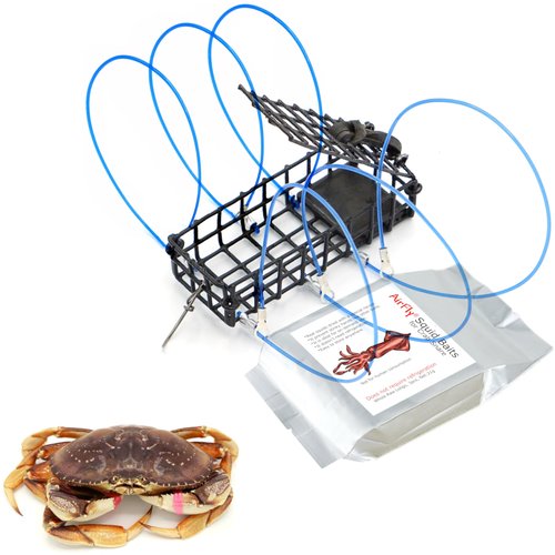 AirFly Heavy Surf 6-Loop Crab Trap for Fishing Poles – Lead-Free, USA-Made, Premium Durable Loops – Ideal for Dungeness, Blue, Rock Crabs – Includes Bait & Reserve Loops