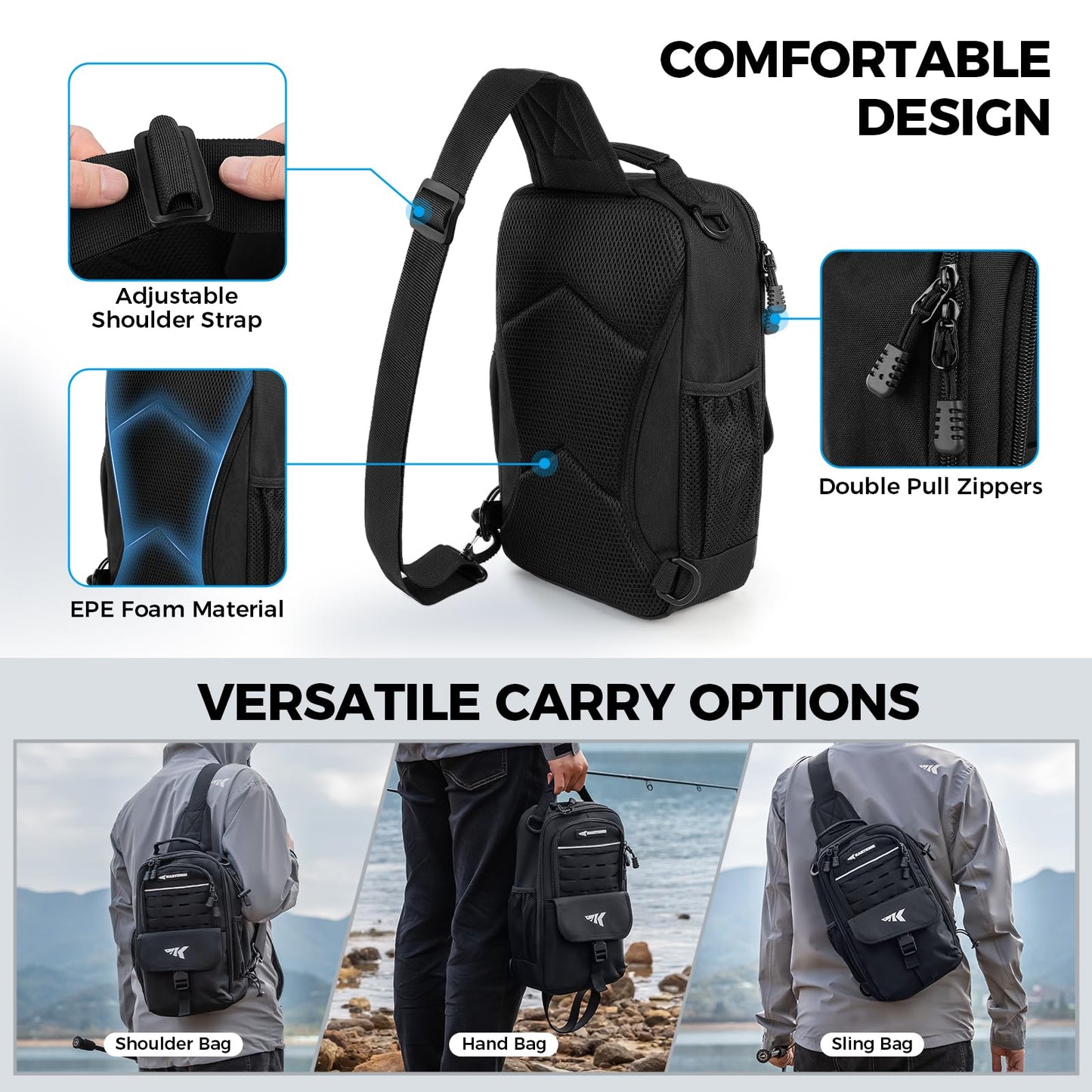 KastKing Everyday Essential Fishing Sling Bag & Tool Set, Fishing Scale & 3500-Tackle Box Waterproof, 7" Fishing Pliers, Lip Gripper - Fishing Gear and Gift for Men